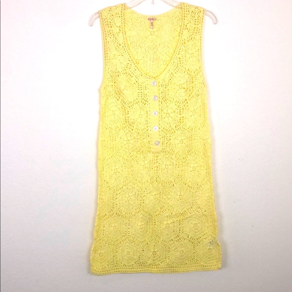 Free People Yellow Crochet Swim Coverup